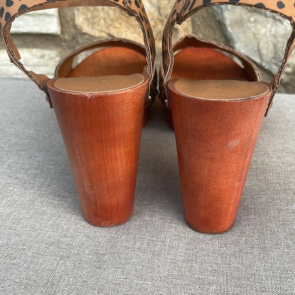 Madden Girl G-Neato animal print wooden block heels open toe size 7.5 - Picture 3 of 8